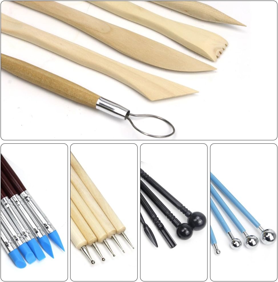 SERONLINE 24pcs Polymer Clay Tools Ball Stylus Dotting Tools, Modeling Clay Sculpting Tools Set Rock Painting Kit for Sculpture Pottery