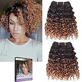 Emmet 2pcs/lot 100g Short Wave 8Inch Brazilian Kinky Curly Human Hair Extension, with Hair Care Ebook (8
