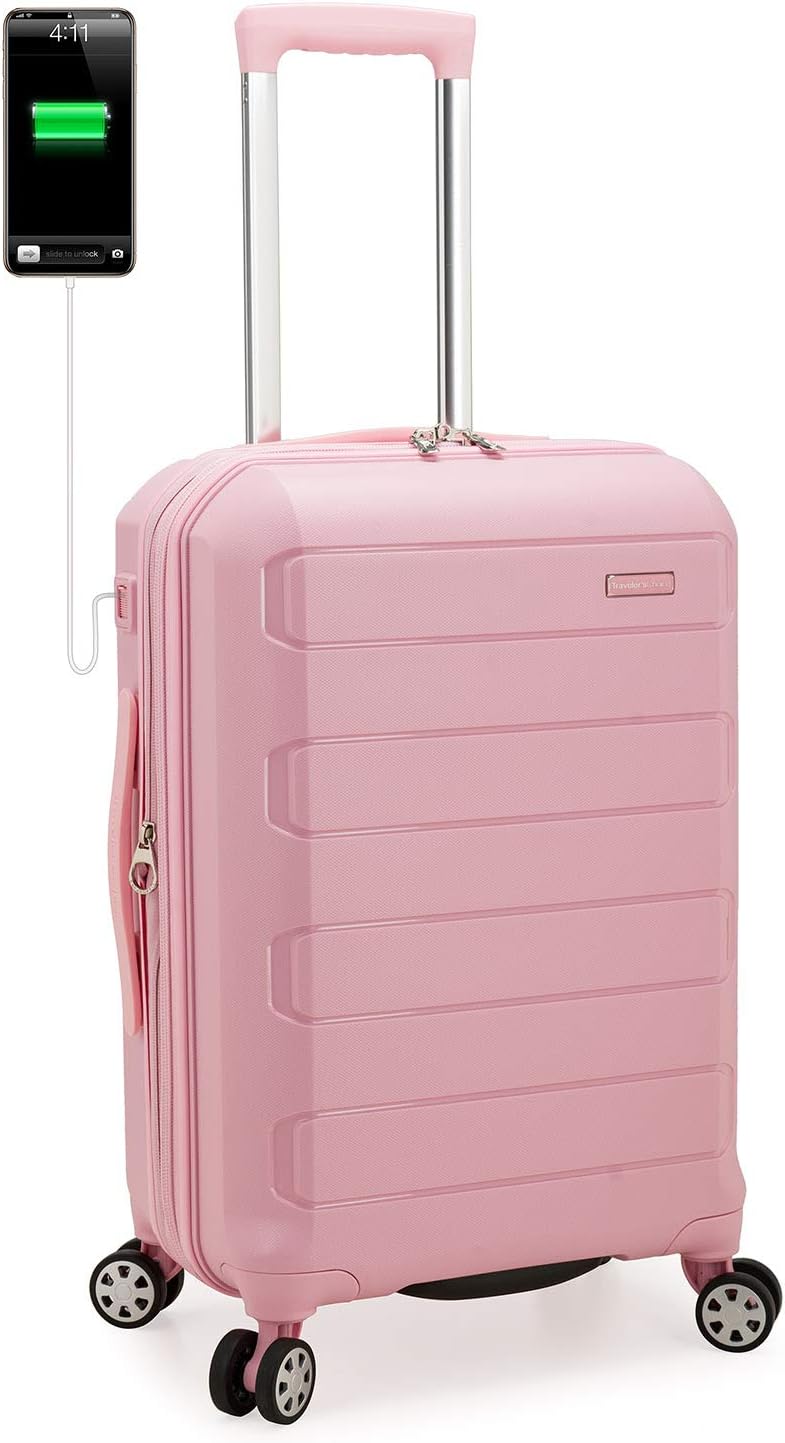 pink carry on luggage wheels