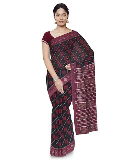 Odisha handloom Sambalpuri Handloom Womens Cotton Saree (Black)