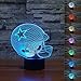 3D Led Night Light Lamps - Optical Illusion 7 Colors Touch Table Desk Visual Lamp Gifts Toys for Children Kids (Football Helmet)