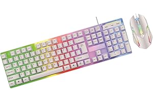 RGBs Illuminated Suspended Keycaps USB Cord Keyboards and Combo 104Key Mechanical Feel for Gaming RGBs Illuminated Keyboards