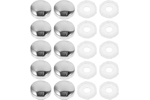 ASAKKURA 100pcs Alloy Decorative Mirror Bolt Caps White Adhesive Silver Screw Caps for Glass and Picture Frame Fixing