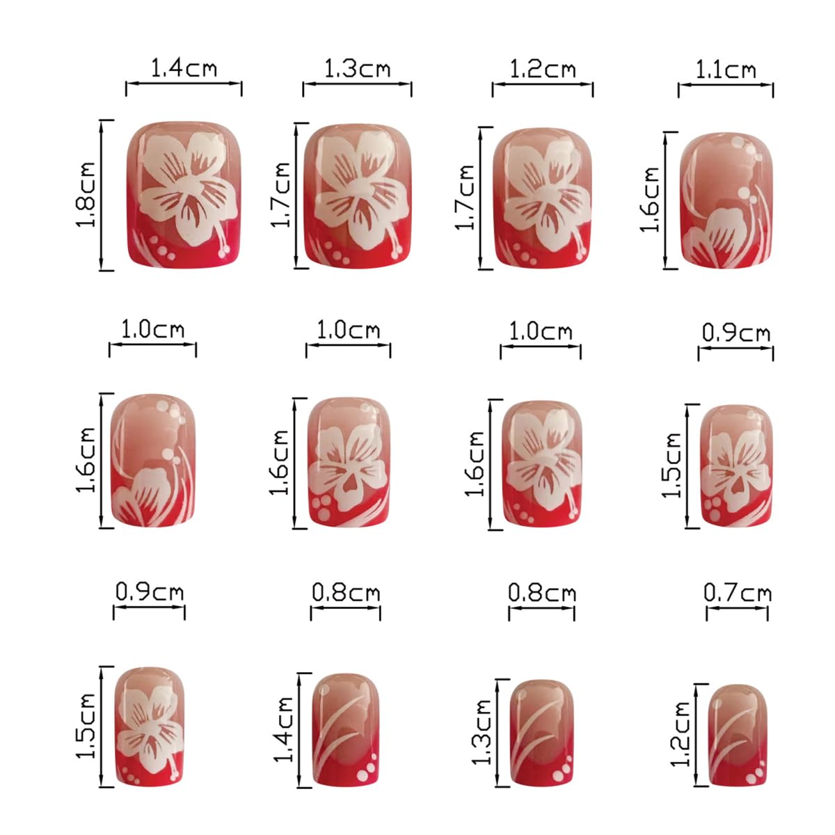 Extra Short Press on Nails - Square French Press on Nails Short Cute Fake Nails Acrylic Flower False Nails for Women, Reusable Stick on Full Cover Glue on Nails 24Pcs - Image 5