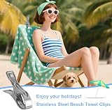 Vicloon 6 Pcs Stainless Steel Beach Towel Clips 12cm Large Sunbed Pegs view 5