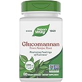 Nature's Way Herbal Glucomannan from Konjac Root Capsules, Promotes Feelings of Fullness*, 1,995 mg per 3-Capsule Serving, Non-GMO Project Verified, Vegan, 100 Capsules (Packaging May Vary)