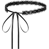 Black Lace Choker Vintage Hollow Lace Choker Necklace Ribbon Necklace | Ribbon Choker for Women Long Satin Tail Choker Necklaces Bow Tie Up Necklace for Gothic Knot Prom Trendy Accessory Gifts