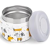 Charcy 9oz Kids Stainless Steel Vacuum Insulated Food Jar, Wide Mouth Leak-Proof Soup Thermo, Container Set for 8h Hot and 6h Cold - White Dog