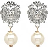 Women Statement Earrings Women Gold Lion Head Drop Earrings Wedding Earrings