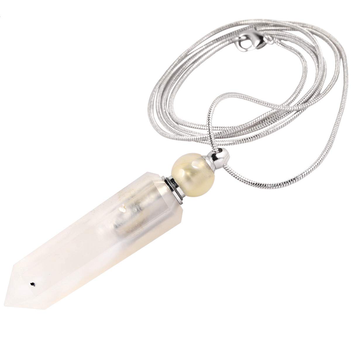 KYEYGWO Natural Agate Healing Crystal Point Aromatherapy Essential Oil Diffuser Necklace Hexagonal Perfume Bottle Pendant Necklace for Men Women