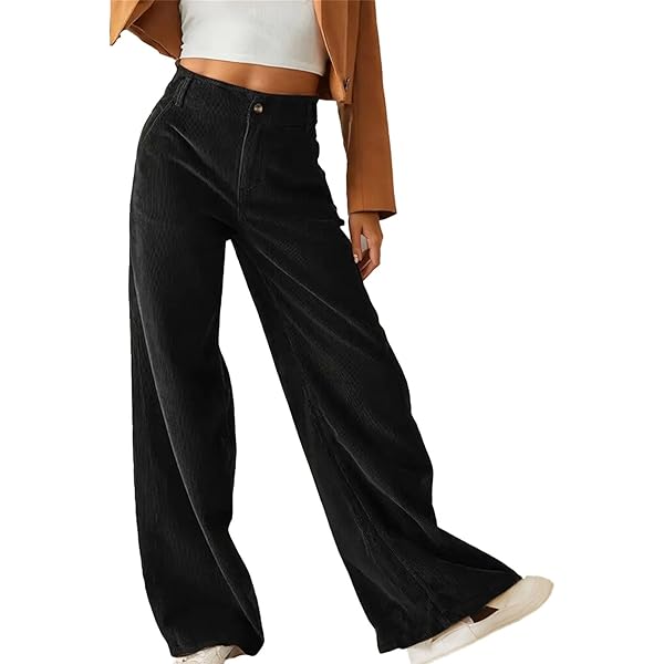 Amazon.com: Kubbon Women's Corduroy Pants High Waist Wide Leg