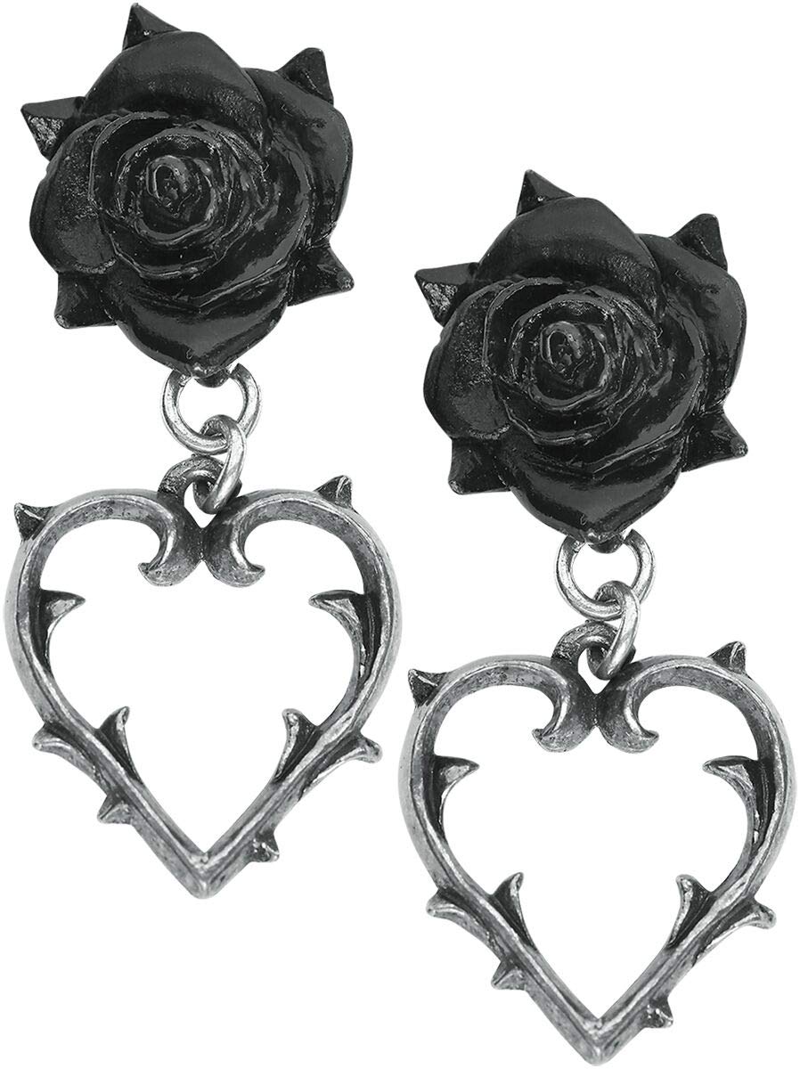 Alchemy England Wounded Love Earrings Jewellery Gothic Thorn Heart Rose