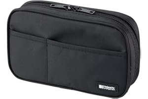 LIHITLAB LIHIT LAB Large Capacity Zipper Pencil Case For School Office College, Big Capacity 4 Compartments Pencil Bag Holder Adults Teen Boys Girls, Travel Cosmetics Storage, Jet Black (A7551-124)