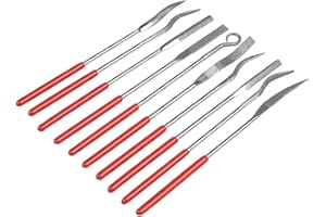 Mesee 10 Pieces Assorted Diamond Needle Files, 3x140mm Mini Riffler Needle Files Set Craft Hand Files Tool Kit for Glass, Cer