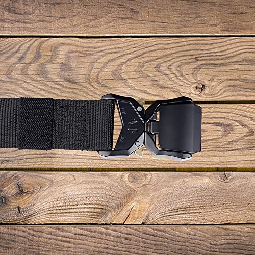 Tactical Belt, Military Style Gun Belt Nylon Canvas Men Waist Belt with Heavy-Duty Quick-Release Metal Buckle