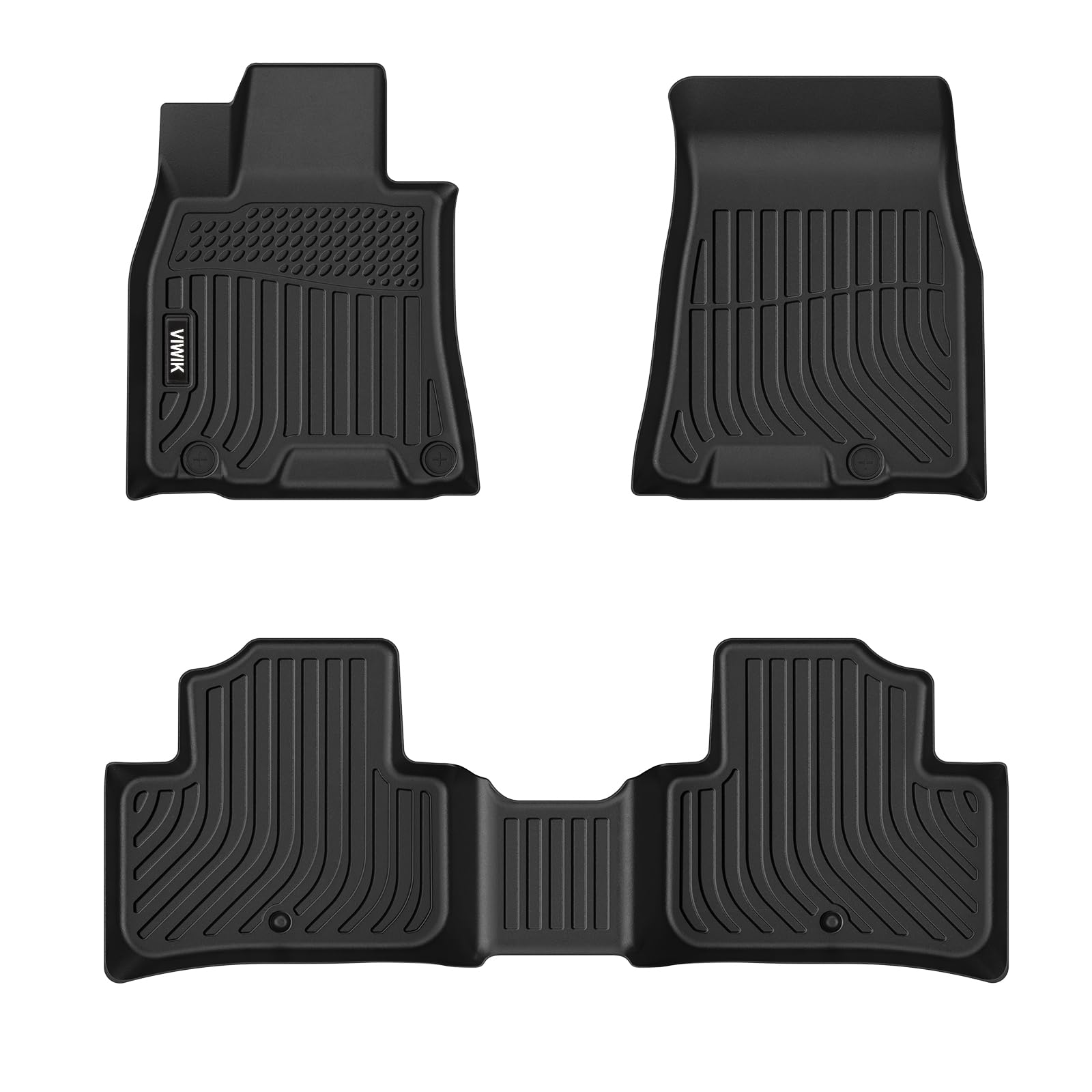 VIWIK Floor Mats Compatible for 2022-2023 GV70, All Weather Custom Car Mats Full Set Include 1st & 2nd Row, Automotive Floor Liners TPE Black Image