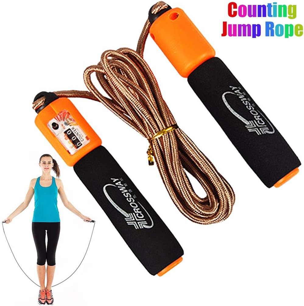 PartyYeah Adjustable Jump Rope Auto Counting Jumping Rope, Fitness Equipment with Soft Foam Handles for Boxing Training Weight-Bearing, Count Ropes for Adults Kids Women Men (Orange, 1 Piece)