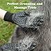 Pet Grooming Glove: Cat, Horse & Dog Deshedding Gloves Soft Rounded Nubs & Adjustable Wrist Strap – Pair Flexible Brush Mitts Shedding, Bathing, Massaging & Hair Removal (Black)