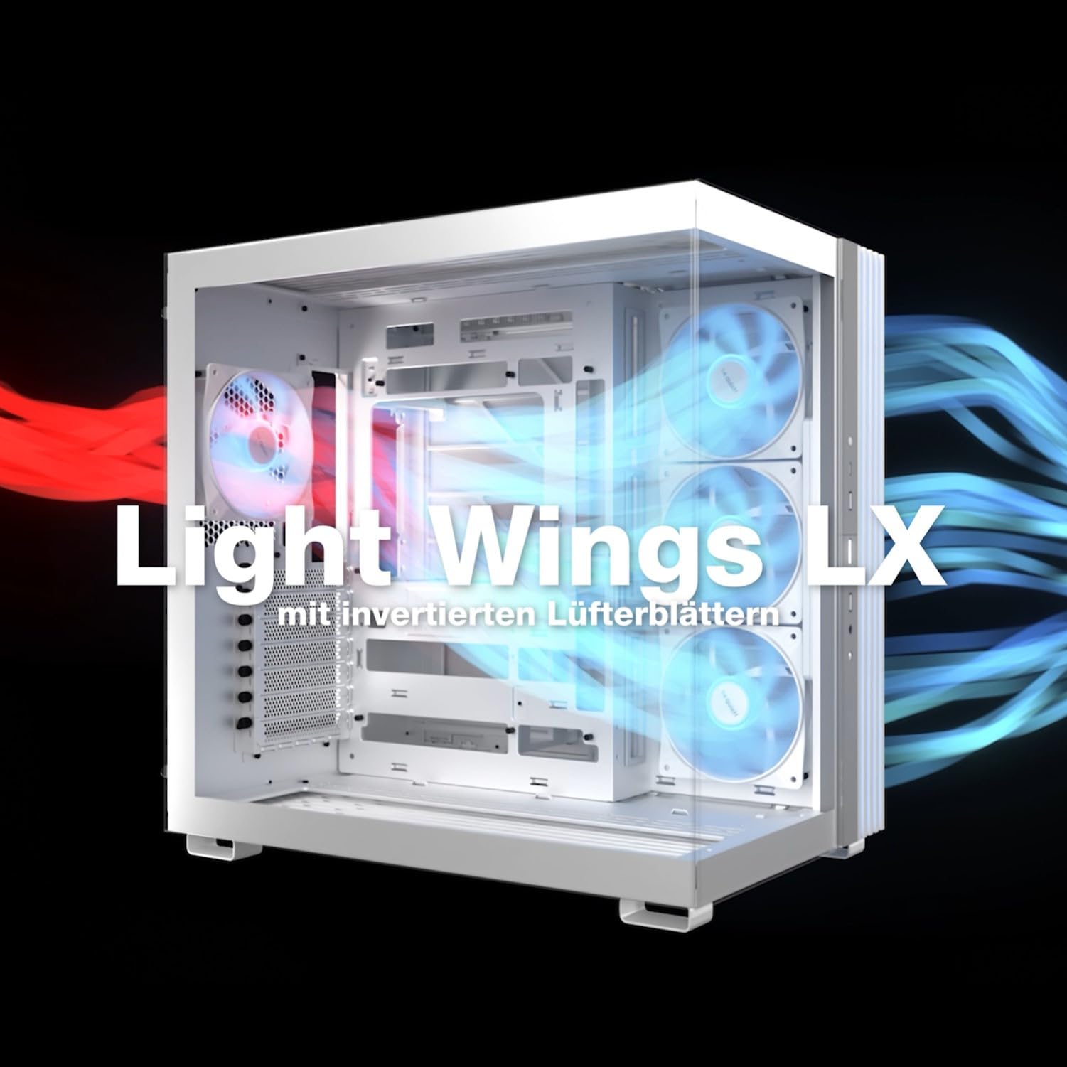 be quiet! Light Base 600 LX Black PC-Gehäuse, atemberaubender Panorama-Blick, Show Case, Dual Chamber Design, massiver ARGB LED-Streifen, 4 Light Wings LX PWM Lüfter, invertiert und horizontal nutzbar 4