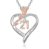 YAFEINI 21st Birthday Gifts for Her Sterling Silver Heart Pendant 21 Years Old Birthday Present for Women