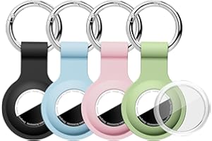 Linsaner [4 Pack] Waterproof Case for AirTag with Ultra-Clear Front Cover, Shockproof Silicone Holder Keychain for Apple for AirTags, Full Body Protector for Keys, Backpack, Luggage