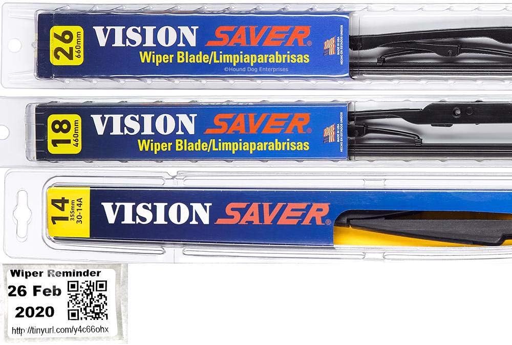 Windshield Wiper Blade Set/Kit/Bundle for 2004-2009 Toyota Prius - Driver, Passenger Blade & Rear Blade & Reminder Sticker (Vision Saver with Vision Saver Rear)
