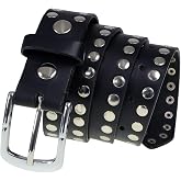 Milwaukee Leather MP7100 Men's Studded Black Genuine Leather Belt for Biker with Buckle - 1.5 inches Wide