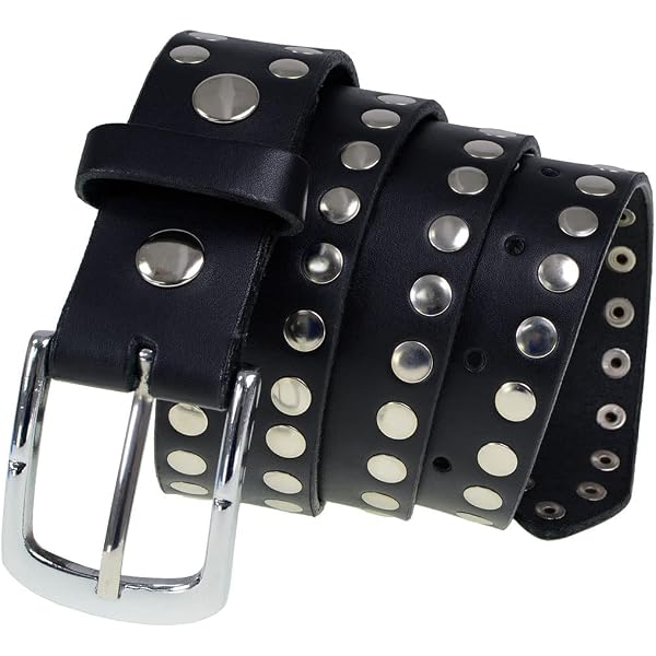 Beltiscool Genuine Vintage Retro Circle Studded Leather Belt  display picture 1