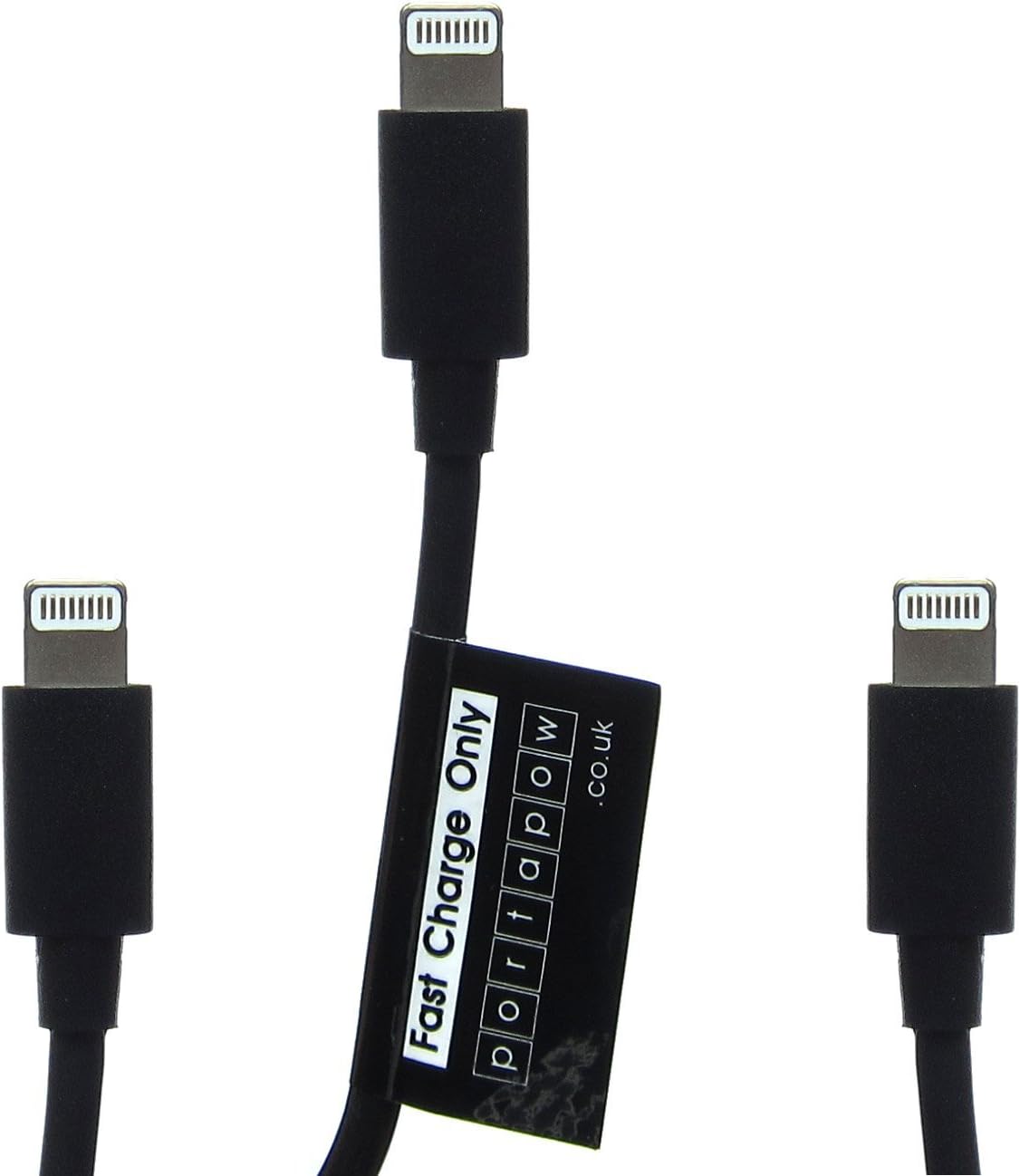 PortaPow 30-150 cm Lightning Cable Charger for Apple iPhone/iPod (Pack of 3)