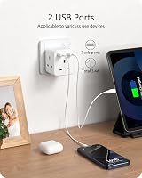 LENCENT 5-in-1 Cube USB+3AC Outlets 13A 3250W Wall Plug Extender UK view 3