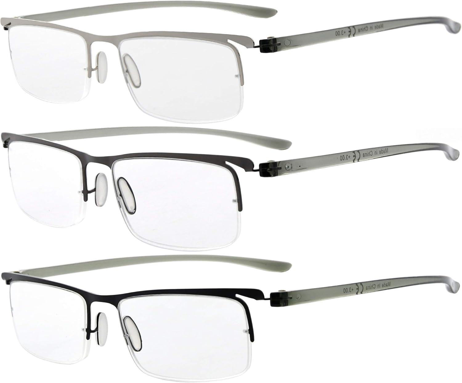 Eyekepper 3 Pairs HalfRim Reading Glasses Unique Design Frame Reader