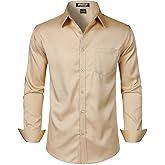 JEMITOP Men's Stretch Slim Fit Dress Shirts Formal Wedding Prom Business Long Sleeve Button Down Shirt with Pocket