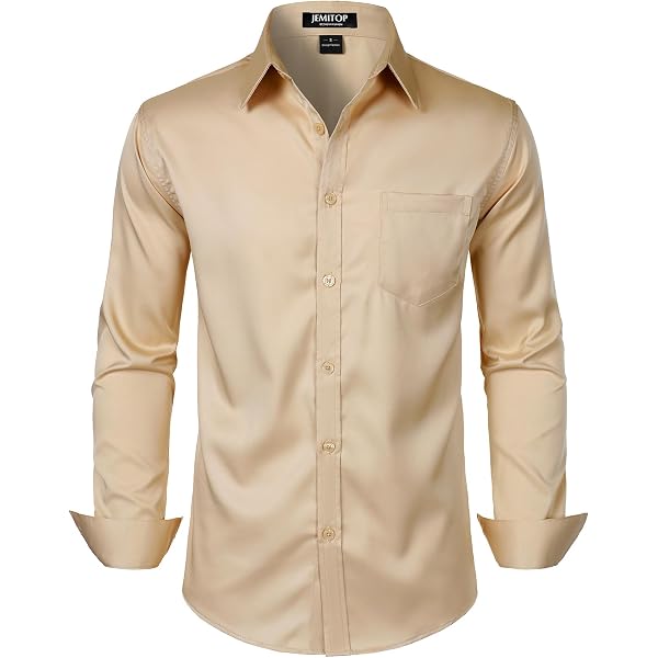 Amazon.com: Lasjixion Mens Slim Fit Dress Shirts Wrinkle Free Formal  Wedding Long Sleeve Button Down Shirts Beige : Clothing, Shoes & Jewelry
