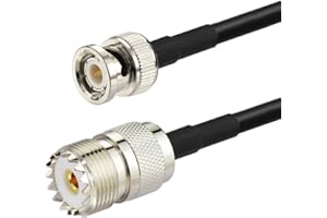 Eightwood UHF Female SO239 to BNC Male Adapter Antenna Extension Cable 100cm for CB Ham Radio Antenna Scanner