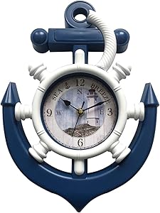 Anchor Nautical Wall Clock 13" x 9" Home Decor Kitchen Decor (Lighthouse)