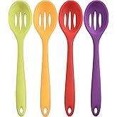 4 Pieces Silicone Slotted Spoons,Nonstick Mixing Serving Spoons for Kitchen Cooking Bake Stir Draining Tool