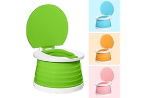 FAMI HELPER Portable Potty for Kids Toddlers Foldable Travel Potty Training Seat Children's Portable Toilet Potty Chair Toddlers Training Toilet Seat Emergency Toilet for Car, Camping, Outdoor, indoor (Green)
