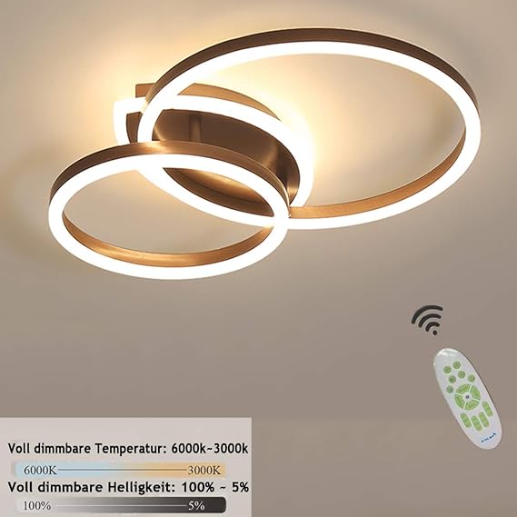 N / A Anillo 2 LED Techo luz Moderno salón luz Regulable con Mando a