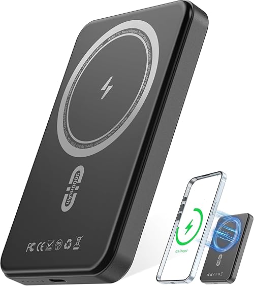 for Magsafe Battery Pack 5000mAh,Portable Battery Pack with Type-C Cable, Ultra Slim Magnetic Portable Charger, Magnetic Power Bank for iPhone 16/15/14/13/12