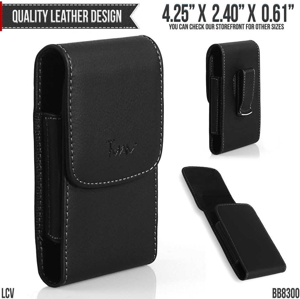 Alcatel GO FLIP Belt Pouch, TMAN [Leather Vertical] Metal Clip Holster/Magnetic Closure Case, Cover with Belt Loop Carrying Protective - Fits Cellphone without any Case