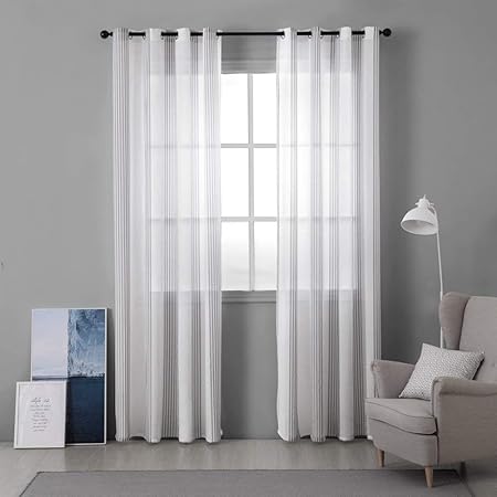 Miulee 2 Panel Contemporary Decorative Ring Top Eyelet Voile