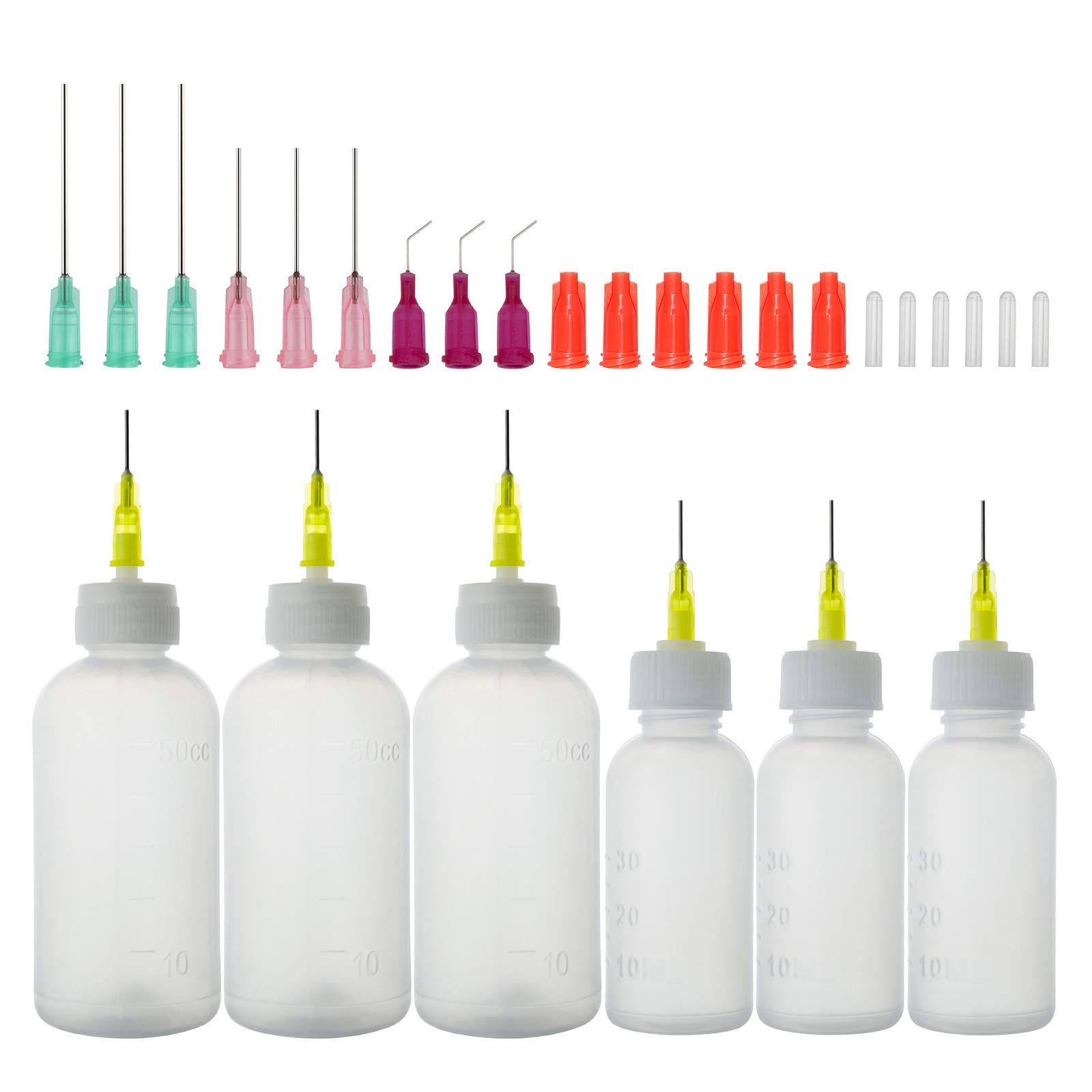 LMYKH Needle Bottle Applicator, Needle Tip Glue Bottle, Squeeze Bottle with Fine Tip for Liquid, Glue Oil, Acrylic Paint (30 Millilitres, 50 Millilitres)
