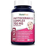 Phytoceramides Complex 700mg 200 Veggie Capsules (Non-GMO) Powerful Skin Repair & Rejuvenation - All Natural Plant Derived An
