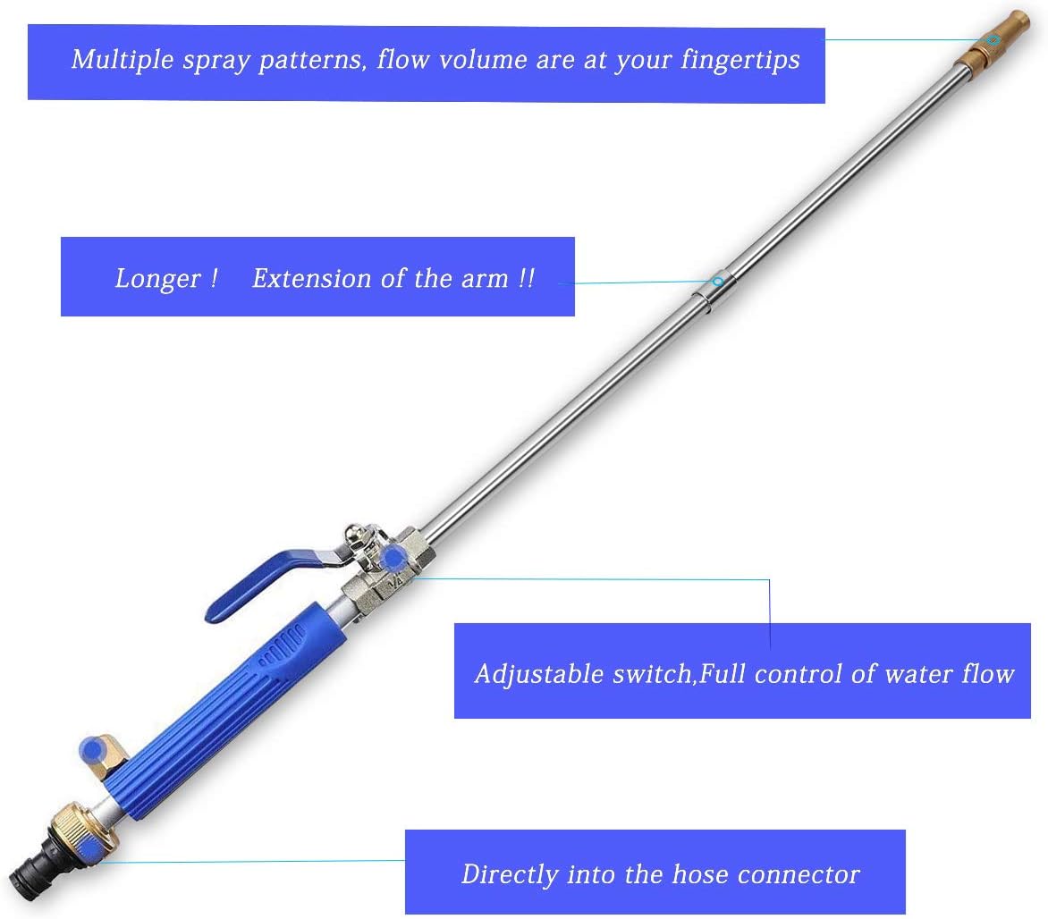 High Pressure Power Washer Wand, Watering Sprayer Cleaning Tool, Hydro Jet Water Hose Nozzle, Wand Lance for Gutter Patio Car Pet Window blue : Garden & Outdoor