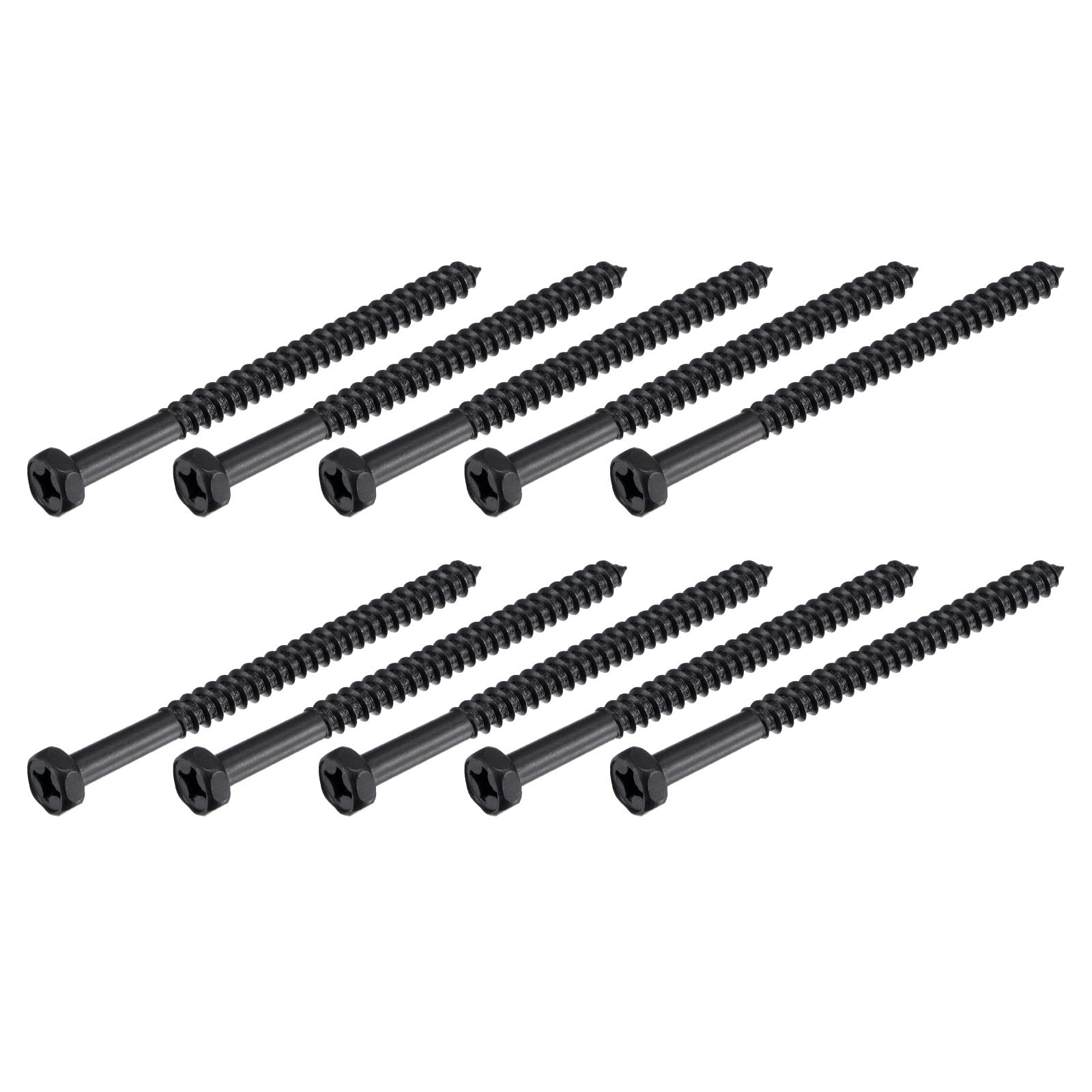 METALLIXITY Hex Lag Screws (1/4" x 3-1/4") 10Pcs, Carbon Steel Phillips Self-Tapping Wood Bolts - for Household Applications