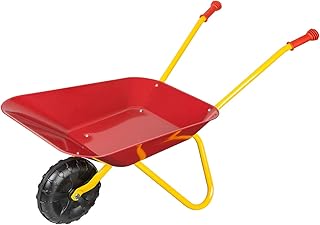 Idena 7131707 Metallschubkarre für Kinder ab 24 Monaten in rot gelb, ca. 78 x 40 x 38 cm, ideal für Garten und Sandkasten