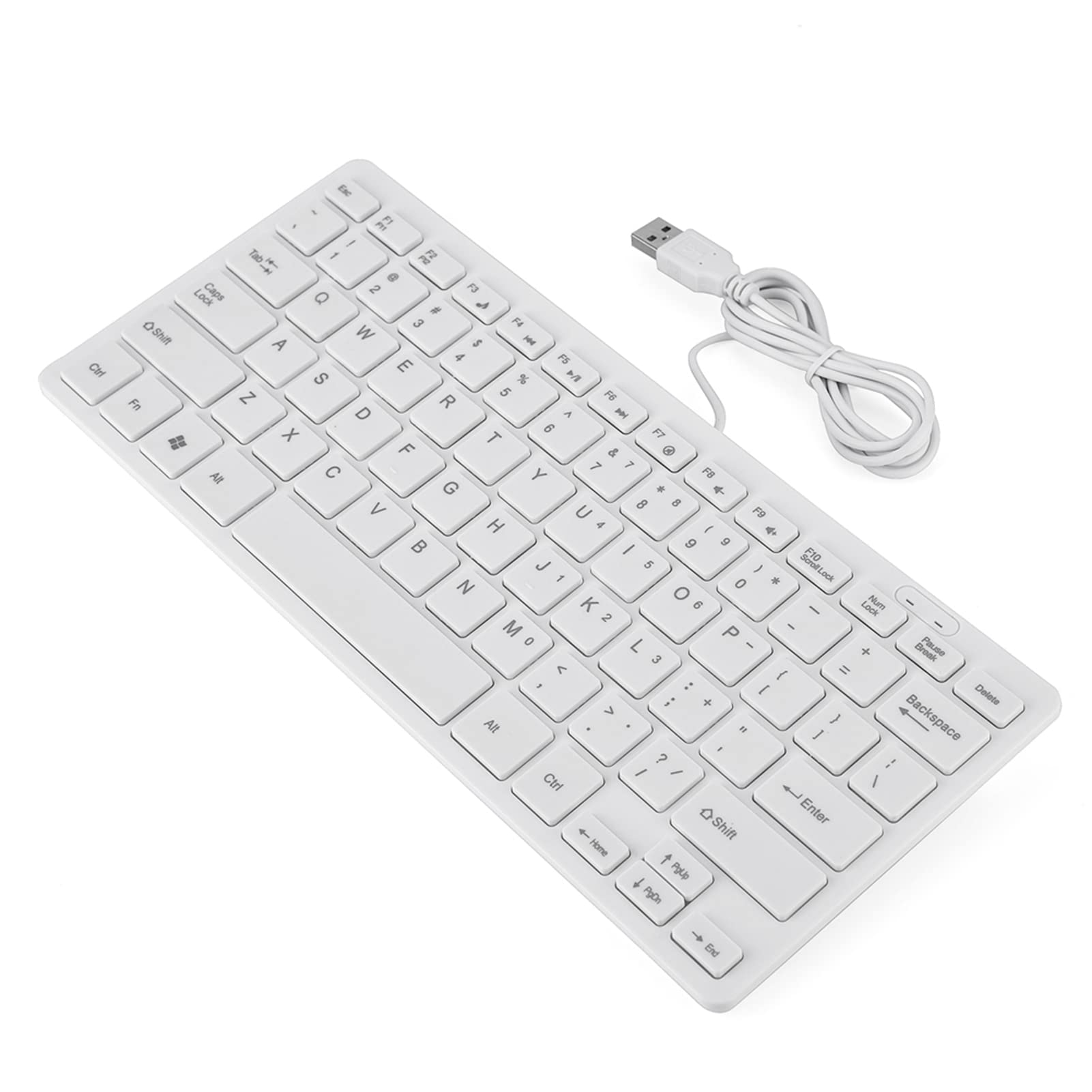 78Keys Mini Wired Keyboard, Desktop Computer Laptop PC 78 Keys Ultra Thin Mini USB Wired Office/Game Ergonomics Keyboard for for Linux for Mac (White)