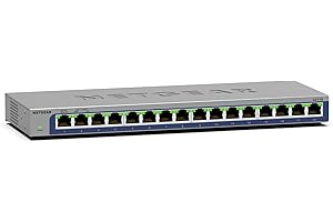 NETGEAR 16-Port Gigabit Ethernet Unmanaged Switch (GS116) - Desktop or Wall Mount, and Limited Lifetime Protection