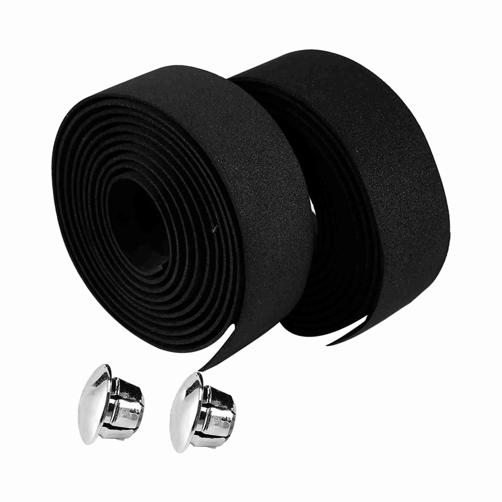 Demeras Bicycle Handlebar Wrap 2PCS With 2 Bar Plugs Cycling Bike Grip Reflective Tape For Road Bike MTB(Black)