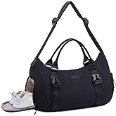 LOVEVOOK Gym Bag for Women & Men, duffle bag for travel with shoe compartment, Small Gym Tote Dry Wet Separation, Multipurpose Weekender Overnight Backpack, Lightweight Carry On Bag, Black